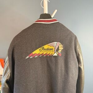 Indian Motorcycle Men's Gray and Black leather Jacket